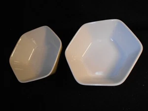 Crate & Barrel All White 5.5" Hexgon (six-sided) Soup / Cereal Bowl ~Set Of 2 - Picture 1 of 4