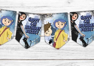Banderín de cumpleaños coralino personalizado, decoración, banner fiesta, banderín gótico - Imagen 1 de 1