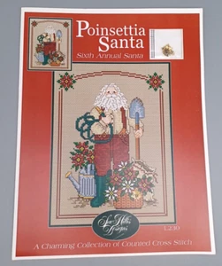 Sue Hillis Designs L230 Sixth Annual POINSETTIA SANTA Christmas Cross Stitch - Picture 1 of 3