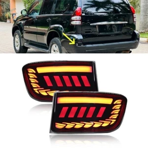 For Toyota Prado 120 FJ120 2003-2009 LED Rear Bumper Light Brake Lamp Pair Black - Picture 1 of 11