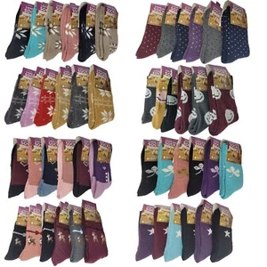 Mujeres Cordero Mezcla Lana Crew Calcetines, Damas Cálidas Invierno Botas de Senderismo, Lindos Estampados - Imagen 1 de 33