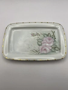 Bandeja de rosas pintadas a mano vintage ARZBERG ALEMANIA pequeña - Imagen 1 de 12