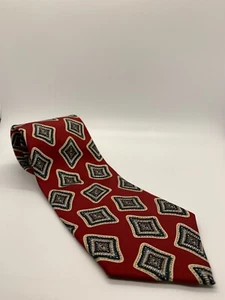 Strathmore Red Silk Tie – Geometric Diamond Print Necktie - Picture 1 of 4