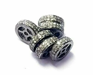 8MM Diamond Spacer Rondelle Wheel Beads 925 Silver Washer Beads Findings - Picture 1 of 12