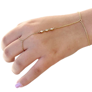 Fingerarmband Moissaniten Ring Armband Kette Armband 14K Gelbgold 0,30ctw - Bild 1 von 12