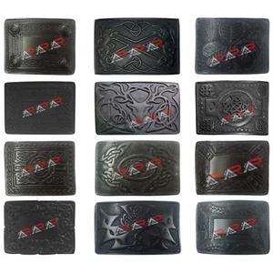 Scottish Belt Buckle Kilt In 16 Designs Black Finish AAR New - Picture 1 of 22