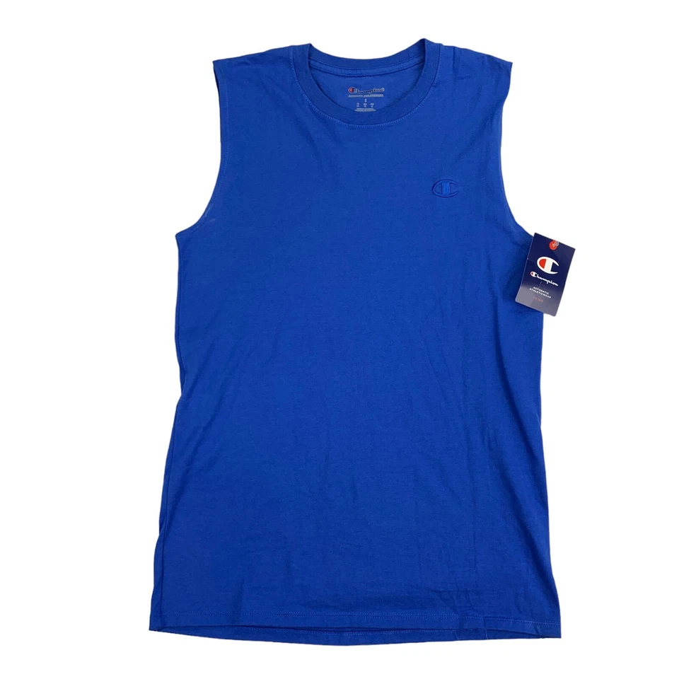 Champion Mens Classic Jersey Muscle Sleeveless T-Shirt Blue S