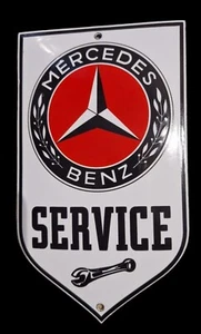 MERCEDES BENZ RED SERVICE. PORCELAIN EMAILLE / ENAMEL SHIELD, SIGN, PLATE RETRO - Picture 1 of 2