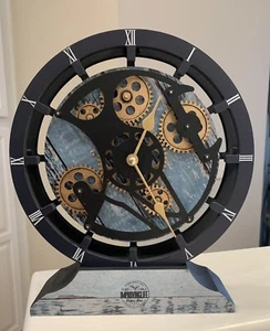 The Gears Clock 11.5” Free Standing Desk Wall Clock Ocean Blue - Picture 1 of 8