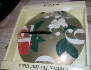Jones & Co Ella Wall Clock With A Decorative Floral 30cm Tin Convex - Picture 1 of 7