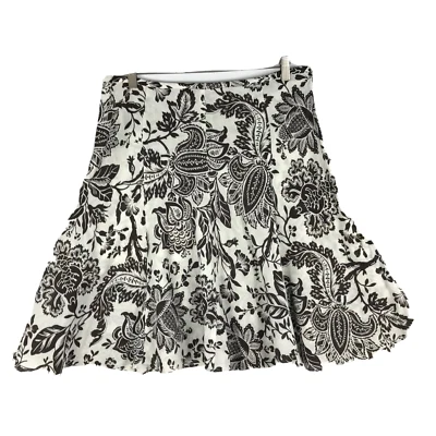 American Living Women Skirt Brown Floral Print Linen Cotton Blend Size 8  - Image 1 of 4