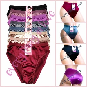 Women High Cut Full Coverage Comfort Satin Shiny Bikini Panty Underwear - Picture 1 of 15