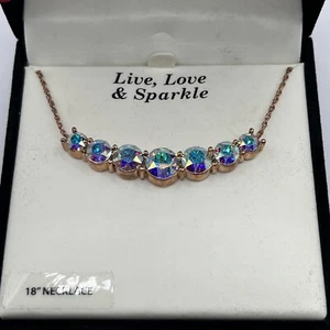 Truly Inspired Silver Plated 14K Gold Flash Swarovski Crystals 18” Necklace- NIB - Picture 1 of 4