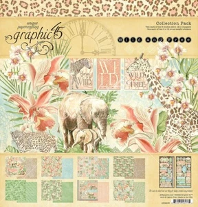 GRAPHIC 45 - WILD AND FREE - COLLECTIONS PACK - 12" X 12", Elephants, Monkeys - Picture 1 of 10