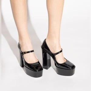 Stuart Weitzman black patent leather Skyhigh 145 Mary Jane platform pumps 7.5 - Picture 1 of 10