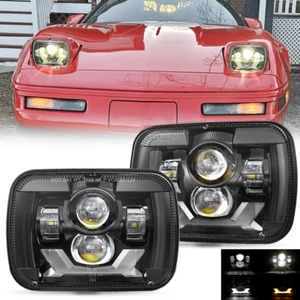 Pair 5X7" 7x6inch LED DRL Headlights Turn Signal For Mazda B2200 B2000 B2600 - Picture 1 of 13