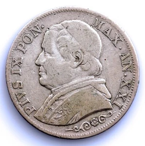 Vaticano-Pius IX. 1 Lira 1866 R. Roma. Plata 5 g. - Imagen 1 de 2