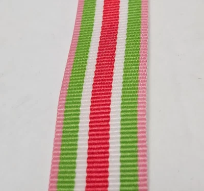 Cinta de grosgrain de 7/8" 3 yardas rosa intenso verde blanco rosa claro borde a rayas nueva Foto 1 de 3