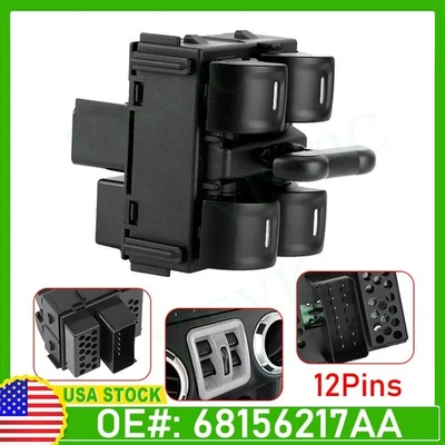 Interruptor de control de ventana para Jeep Wrangler 2011 2012 2013 2014 2015 2016 2017 4 puertas Foto 1 de 4