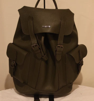 Joan & David Faux Leather Backpack Laptop Travel Bag Brown Buckle Straps - Image 1 of 4