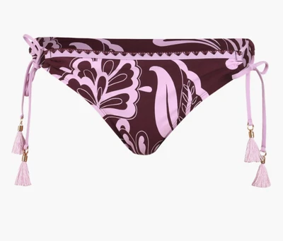 La Blanca Women's Fiji Flora Dark Cherry Side Tie Hipster Bottom Size 2 NWT - Image 1 of 4