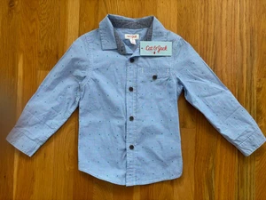 NEW! Cat & Jack Button-Down Shirt Boys Size 4T Long Sleeve Blue/ White Stripe - Picture 1 of 4