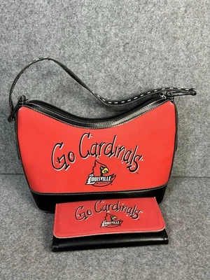 Conjunto de bolso y billetera University of Louisville Cardinals logotipo pedrería rojo Foto 1 de 4