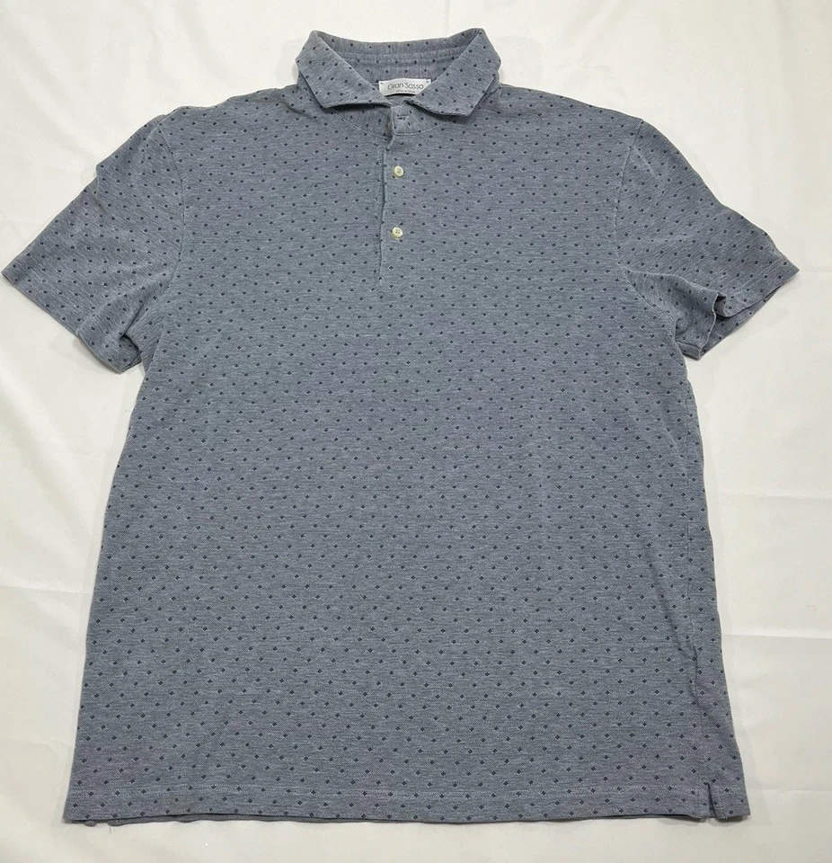 Polo Gran Sasso Para Hombre Estampado Geométrico Gris Azul Algodón Talla 54 XL Algodón Foto 1 de 4