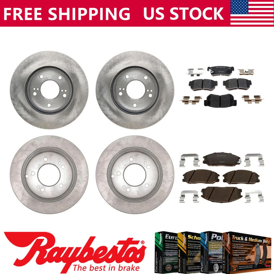 Se adapta a Hyundai XG350 2003 rotores de freno delanteros traseros y pastillas de freno de cerámica - Raybestos Foto 1 de 4