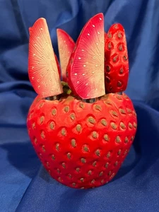 Vintage Streuer Erdbeere Dip Butter Marmeladenstreuer Halter 6er Set OBST NIEDLICH - Bild 1 von 10