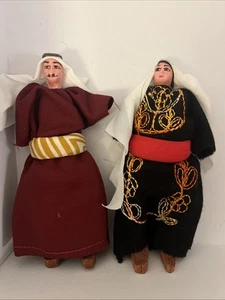 Vintage Ethnic Dolls Man Woman Hand Painted Faces Collectible Clothes Dress - Picture 1 of 8