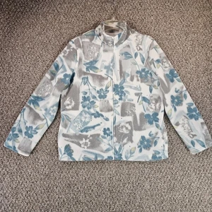 Alfred Dunner Fleece Jacket Womens Small ( Measures Medium ) Full Zip Floral - Picture 1 of 10