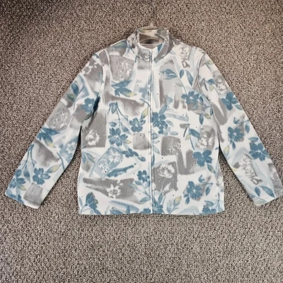 Alfred Dunner Fleece Jacket Womens Small ( Measures Medium ) Full Zip Floral - Image 1 of 4