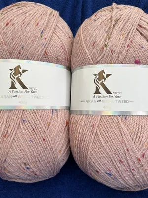 2 x 400g Knitco Aran With Wool Tweed In Pink - Image 1 of 4