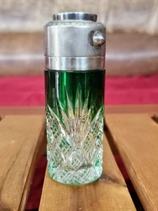 Rare Marked Antique French Emerald Green Crystal Baccarat Sterling Perf Bottle - Picture 1 of 10