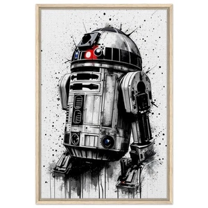 R2-D2 Ink Splash Framed Canvas Wall Art - Star Wars Droid Art - Bild 1 von 7