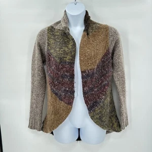 Boho Patchwork Cardigan Large Fenn Wright Manson Wool Blend Open Front Lagenlook - Picture 1 of 7