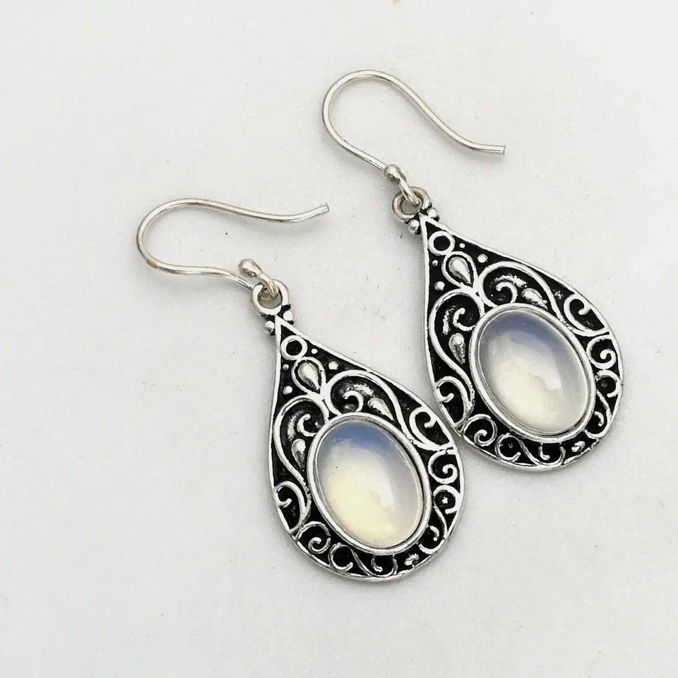 Pendientes colgantes de piedras preciosas de opalita hechos a mano joyas para mujer 1,8" AE-99630 Foto 1 de 1