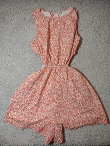 American Eagle Romper Shorts Medium Floral Pink And White Side Slits Sleeveless  - Picture 1 of 11