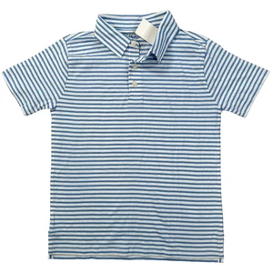 Camisa Polo Crewcuts J.Crew Rayas Niños Mediana 8/9 Azul/Blanco Manga Corta BF218 - Imagen 1 de 7
