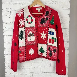 Vintage 90’s Studio Works Christmas Knitted Cardigan Sweater - Picture 1 of 5