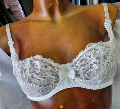Aubade Vintage Y2K White Floral Lace Luxury Balconette Bra 36B  - Image 1 of 4