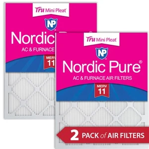10x20x1 (9_1/2x19_1/2) Nordic Pure Tru Mini Pleat MERV 11 Air Filters 2 Pack - Picture 1 of 7