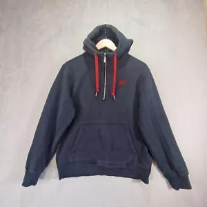 Vintage Nike Hoodie Sweatshirt Mens Medium Black Y2k 1/4 Zip Up Hooded Pullover - Picture 1 of 15