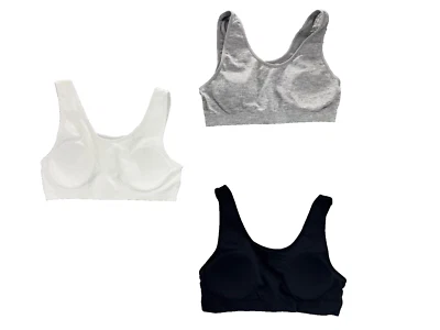 Paquete de 3 sujetadores deportivos estilo tanque Fruit of The Loom para niña talla XL negro gris blanco Foto 1 de 4