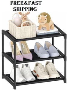3 Tier Small Shoe Rack, Narrow Stackable Kids Toddler Adult Shoe Storage Organiz - Picture 1 of 8