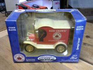 1:24 GEARBOX 1912 Ford Delivery Car, Truck Coin Bank Red Crown Gasoline NIB 