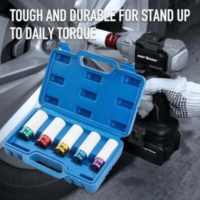 CARTMAN 5 Piece Set 1/2 Inch Drive Deep Impact Socket, Non-Marring Impact Lug - Image 1 of 4