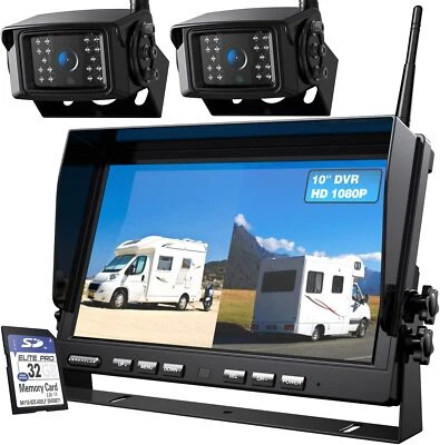 10'' Wireless Backup Camera 1080P HD DVR Dual/Quad Monitor or RV/Truck/Trailer - Image 1 of 4