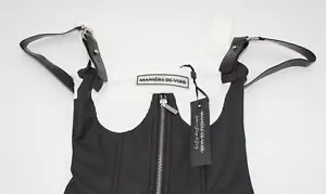 Maniere de Voir Vegan Corsetto Crop Top - Bianco/Nero - Regno Unito 4 - con etichette - Foto 1 di 3